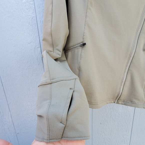 5.11 Tactical Overlay Thumb Holes Zip Up Active Wear Jacket Green Sweat Wicking - Picture 4 of 14